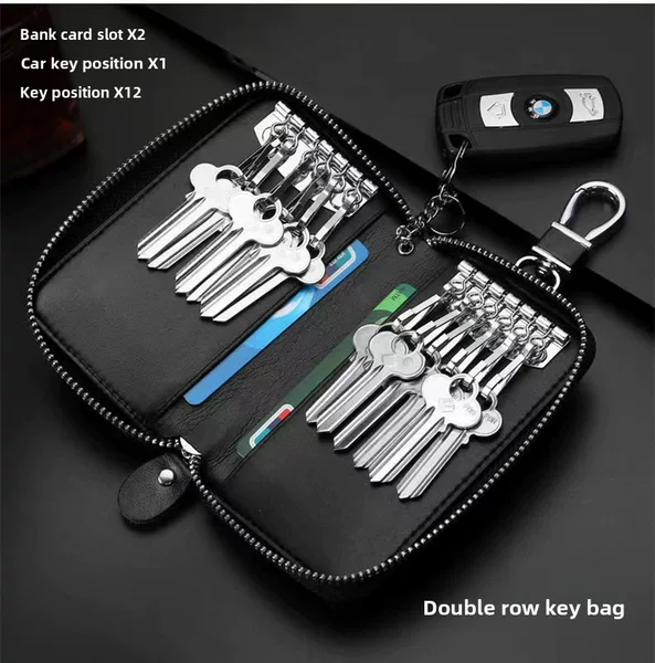 Cowhide Key Bag Unisex Zipper Car Key Bag Large Capacity Multi-Functional Lock Key Bag Ready for Sale