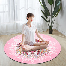 1.4米加大天然橡胶圆形瑜伽垫 打坐冥想麂皮绒印花垫 现货可代发