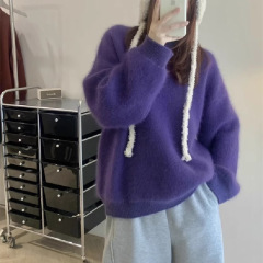 欧品の高級感はミンクの毛のプルオーバーのセーターをまねます。
