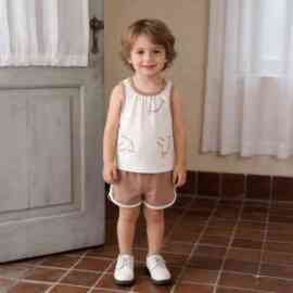 呈堡童装男女童套装洋气夏装小童无袖T恤套休闲运动甜美国风时尚