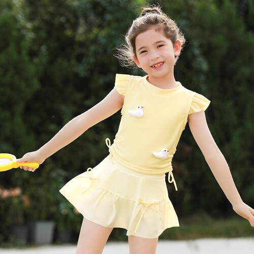 Children's Swimwear 2024 Summer New Medium and Small Kids Casual Cartoon Swimming Vacation Hot Spring One-piece Swimsuit