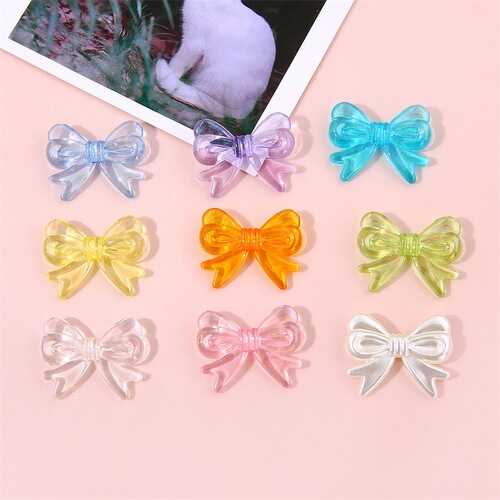 Candy color transparent acrylic colorful butterfly beads diy handmade materials homemade bracelet headdress hair rope accessories