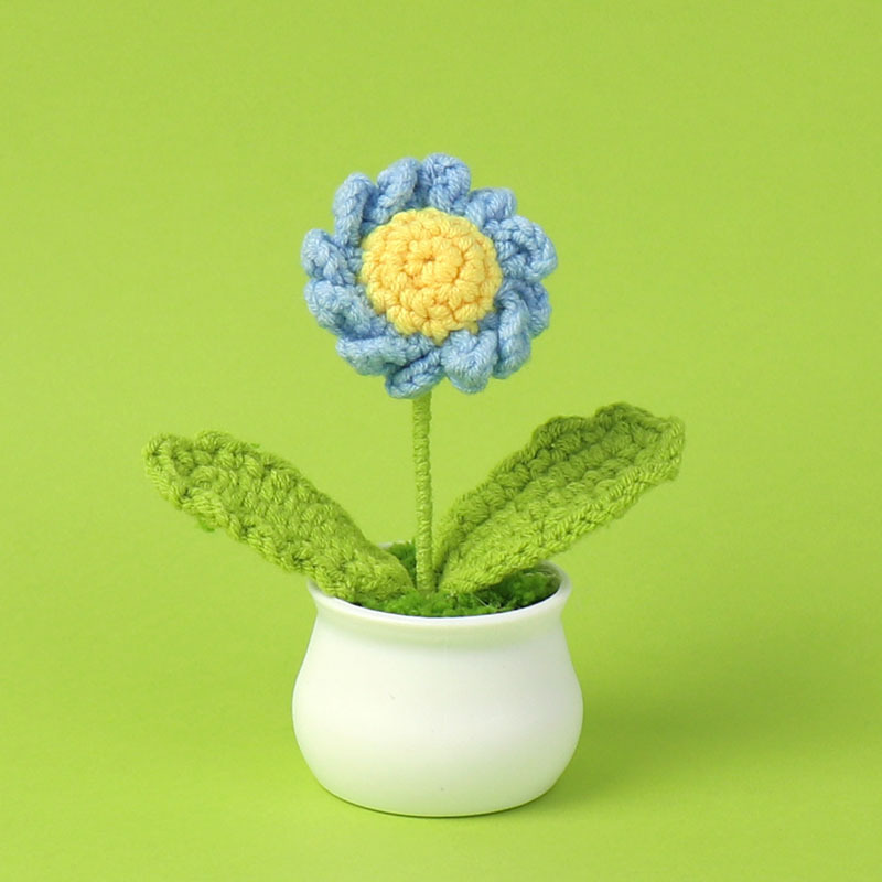 完成品クロスボーダーニットウールひまわり鉢植え造花研究デスクトップ装飾品卒業子供の日の小さなギフト|undefined