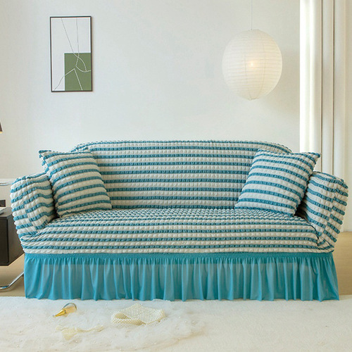 Combined L-shaped sofa cover, all-inclusive seersucker sofa cover, chaise seat anti-slip protection, four seasons wholesale