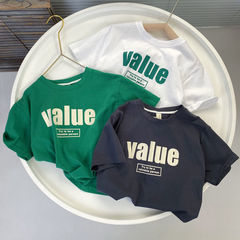 Children's Loose-Fitting T-shirt with Letter Print for Toddlers and Kids (24 New Style, Unisex)