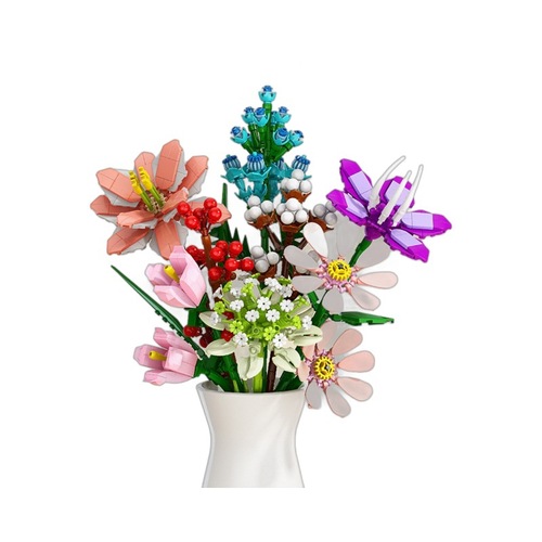 New Product Lego Compatible Flower Small Particle Assembly Children's Toy Structural Training Teacher's Day Gift Wholesale