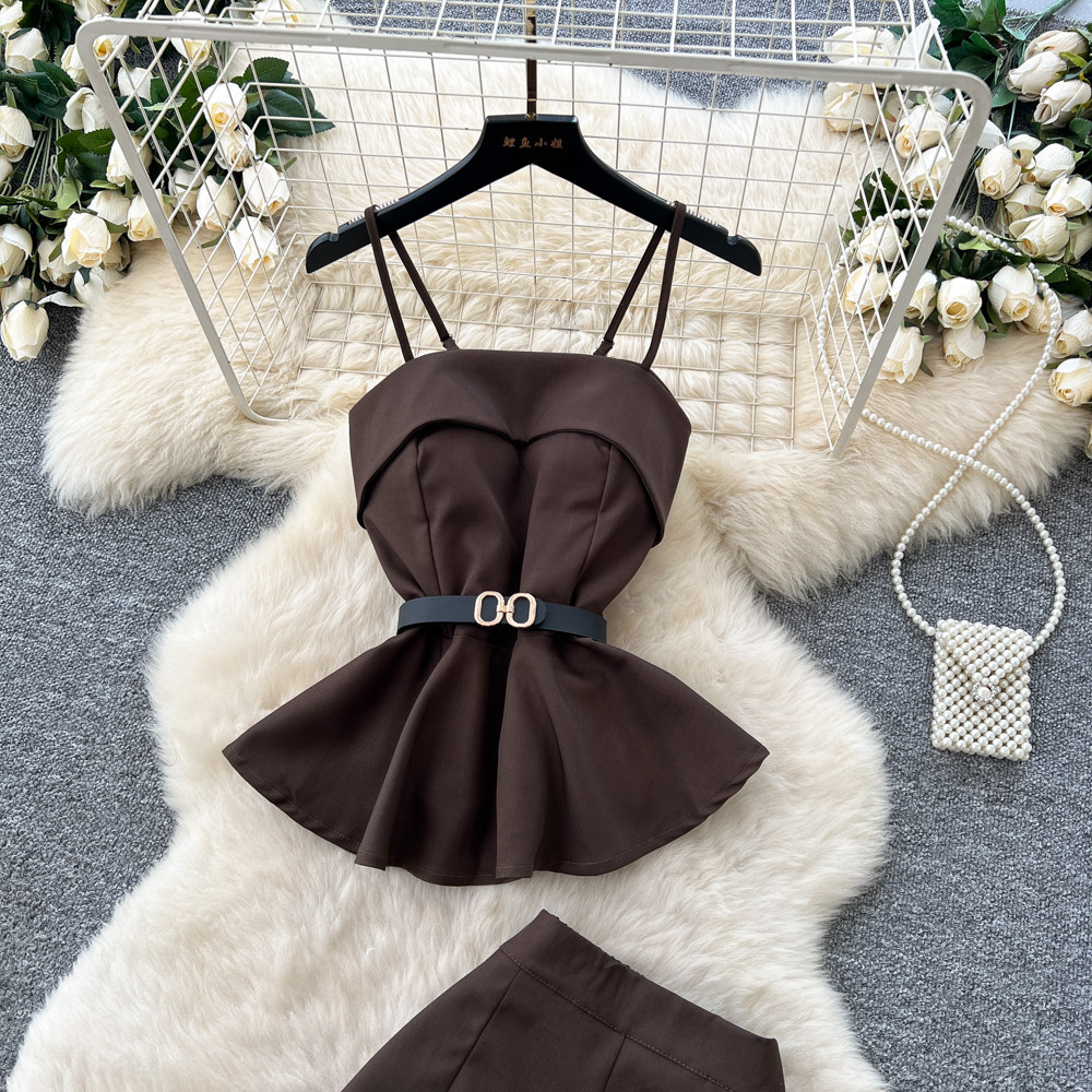 Minimalist Women's Summer Commuter Suit High Waisted Two Piece Set_voghion.com