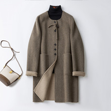 Q013#双面呢羊毛大衣女2025秋冬新款高级感气质时尚百搭毛呢外套