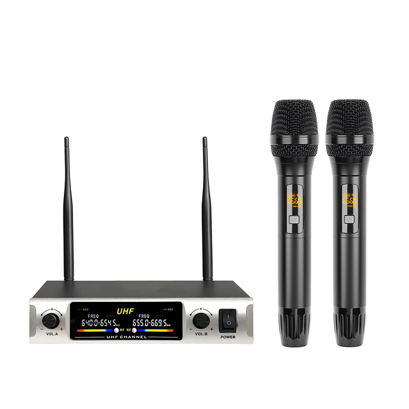 无线麦克风一拖二 UHF降噪长续航防啸叫 会议KTV舞台可充电批发