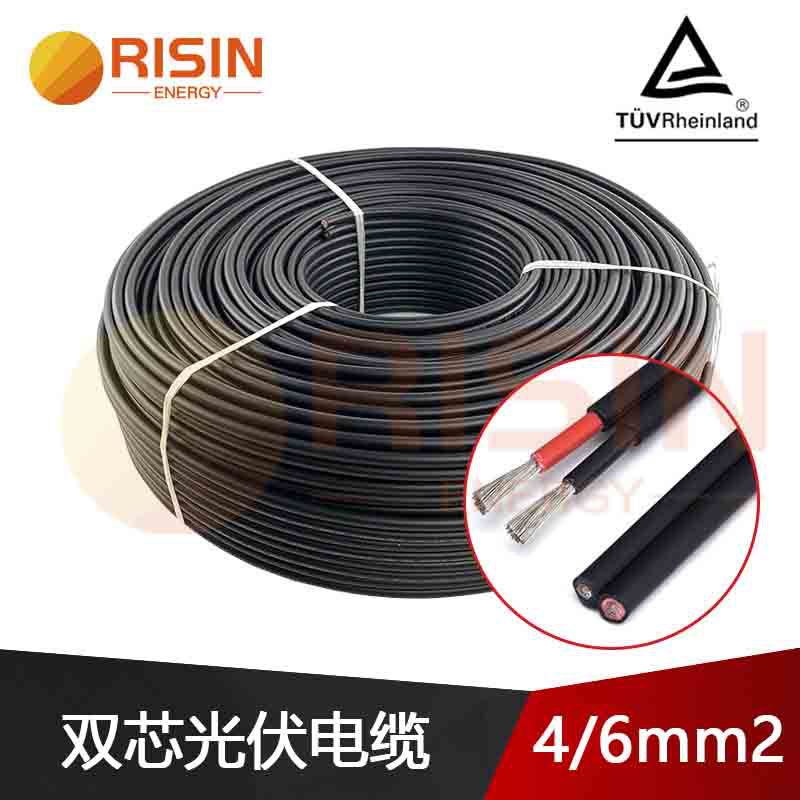热销品两芯太阳能光伏电缆TUV 认证 PV1-F双线用于可再生能源系统