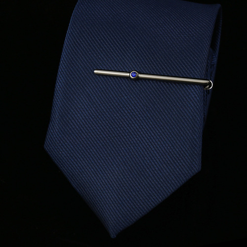 Light and luxurious men's crystal zircon thin tie clip Rose gold exquisite slim crystal tie accessories collar clip