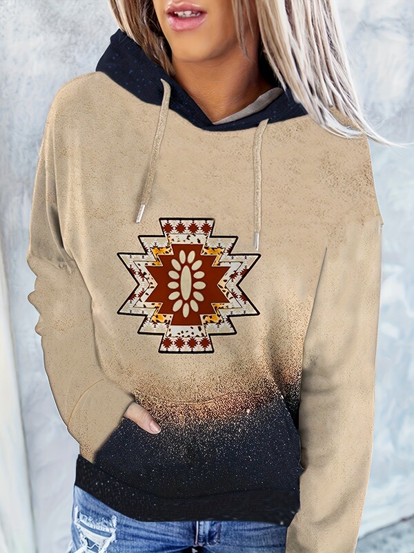 Wholesale New Cross-Border Source Western Aztec Bohemian Print Casual Hoodie