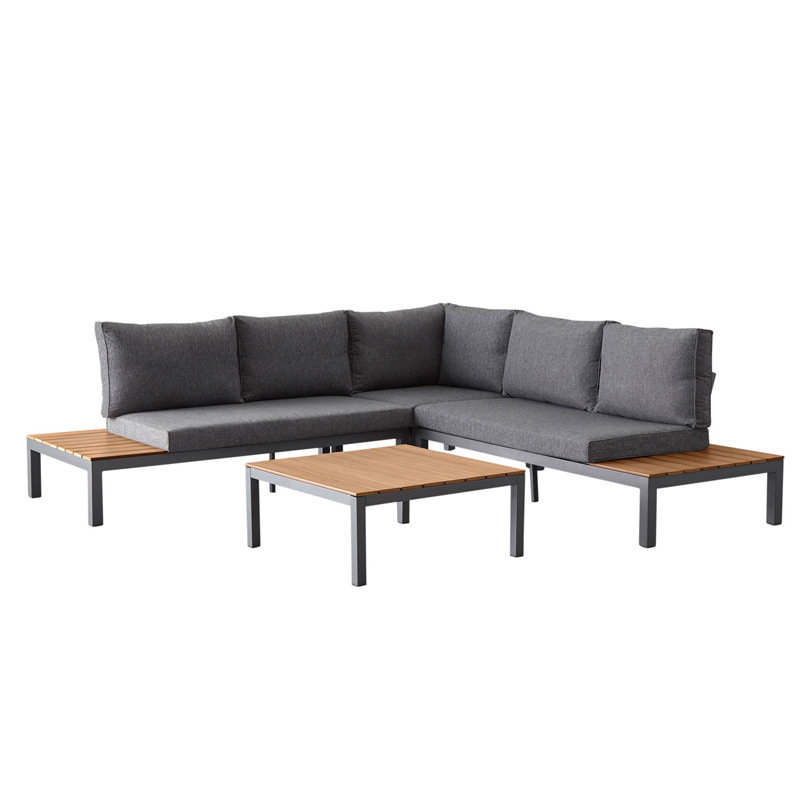 Sofá al aire libre nórdico balcón al aire libre B & B hotel jardín aleación de aluminio impermeable protector solar madera anticorrosión muebles de ocio