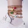 Summer beach brand ankle bracelet, acrylic metal chain, European style, simple and elegant design