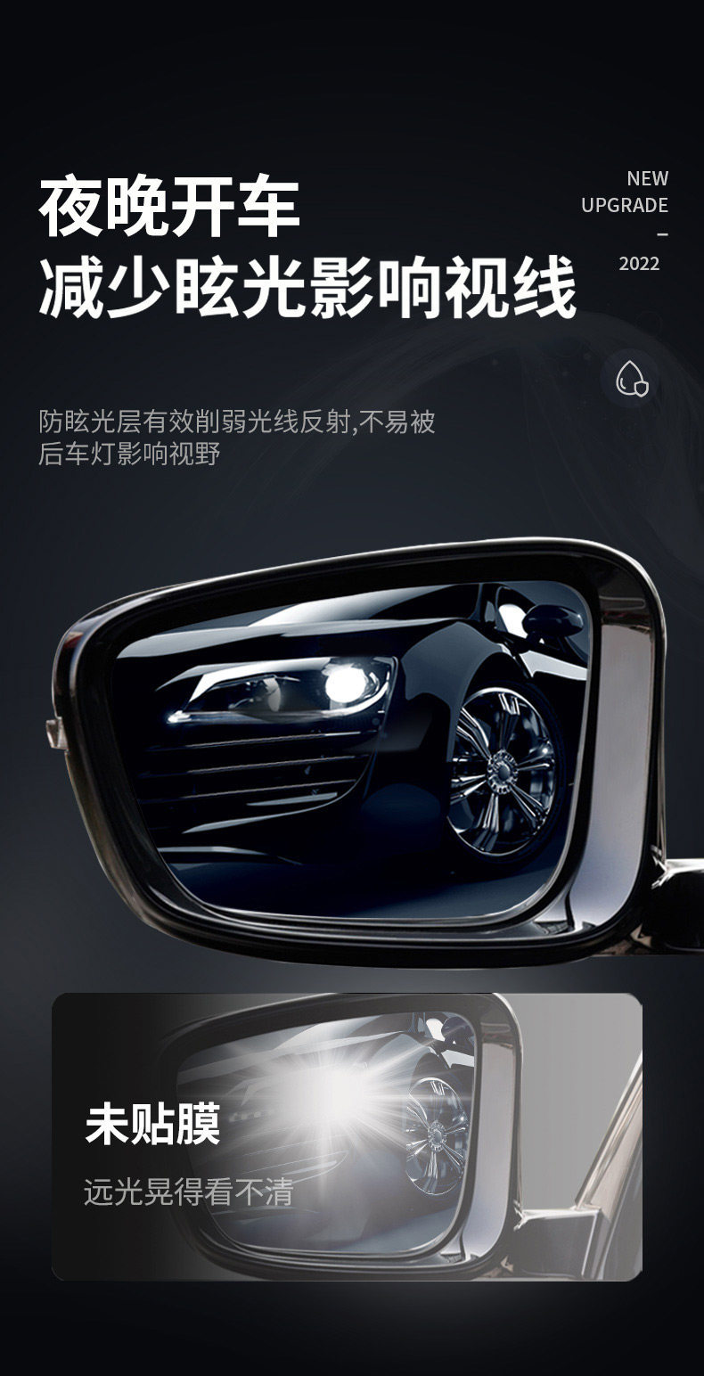 Car Hydrophobic Film, Rearview Mirror Rainproof Film, Universal Anti-Glare Car Rearview Mirror Waterproof Film, Non-Water-Absorbing for Vehicles