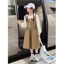 女童连衣裙春秋2025新款洋气女孩儿童裙子女大童超好看背带裙套装