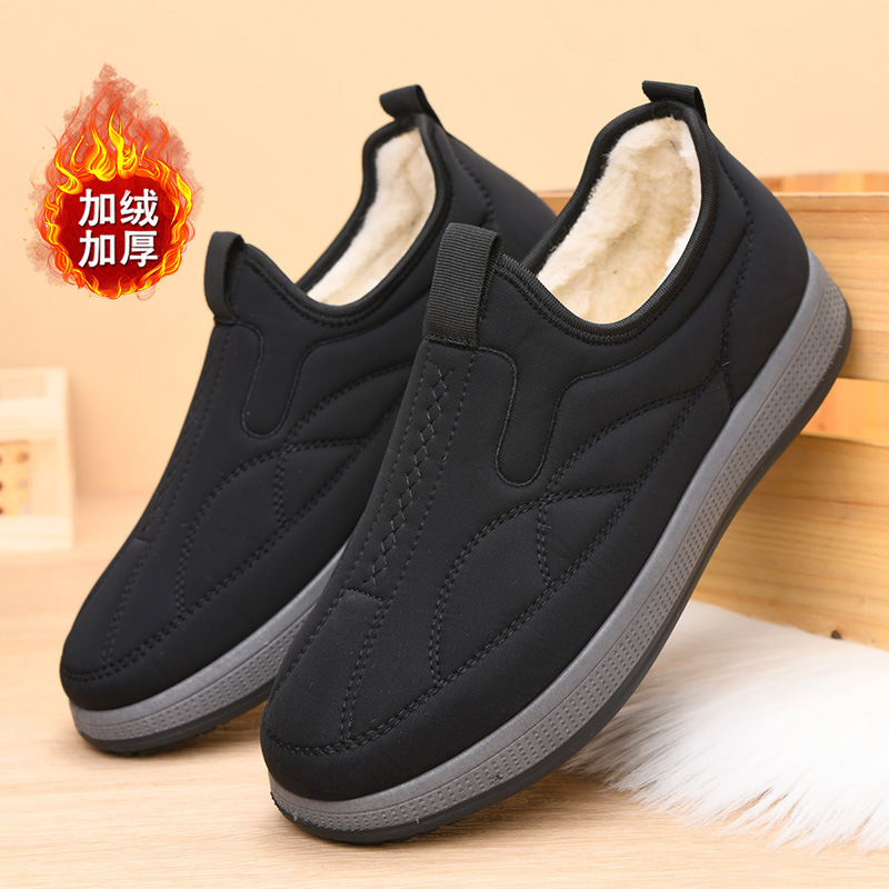 冬季加绒棉鞋男士休闲棉靴加绒加厚保暖时尚百搭一脚蹬鞋支持代发