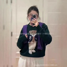 2025年秋冬新款重工刺绣小熊毛衣高品质拉夫Polo时尚减龄针织上衣