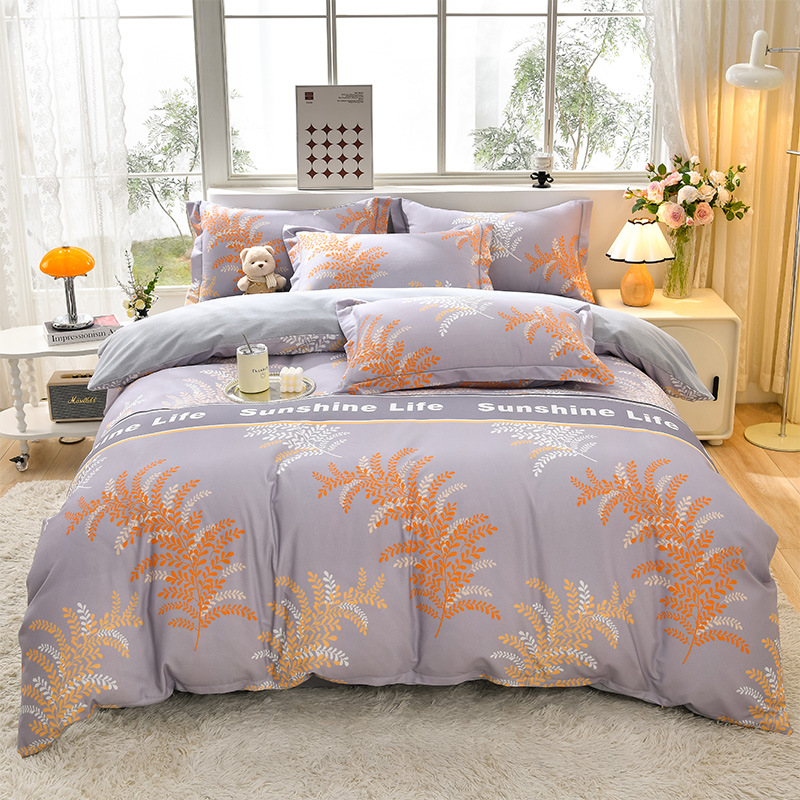 Copripiumino e lenzuolo da letto in puro cotone spazzolato semplice di classe A, set da tre pezzi per regalo di compleanno o per eventi._voghion.com