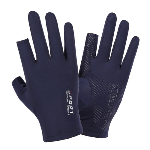 Suitable for men and women, ice silk half-finger cycling sports fitness men's leaky finger driving high-elastic comfortable sun protection gloves