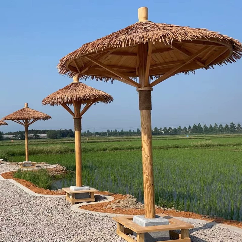 Открытый круглая соломенная беседка Антикоррозийный массивный деревянный двор досуг грибной павильон пляжный пейзаж зонт соломенный сарай
