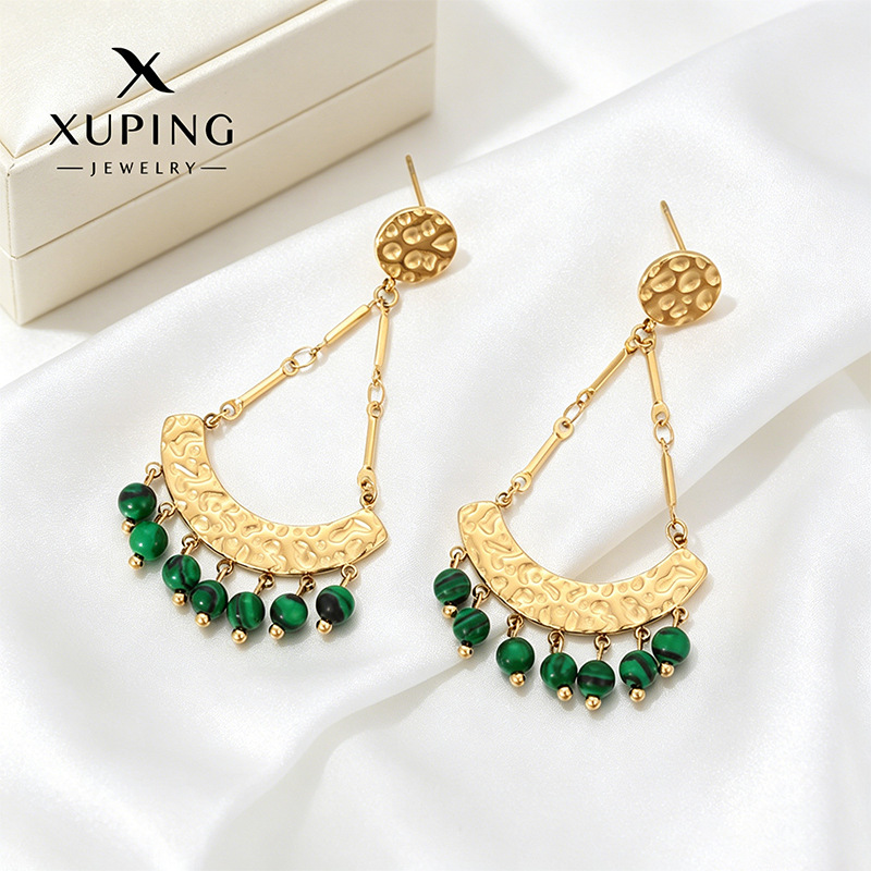 Xuping vacaciones estilo personalidad exagerada aretes de acero inoxidable 14k color bohemio estilo retro bordilla auriculares al por mayor