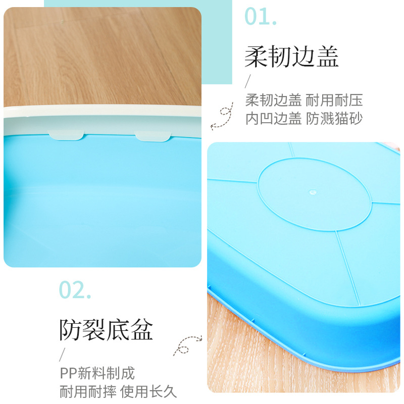 Anti-craqueo semi-cerrado de gran tamaño gato caja de arena al por mayor gato inodoro anti-salpicaduras de elevación de mascotas totalmente cerrado gato caja de arena al por mayor