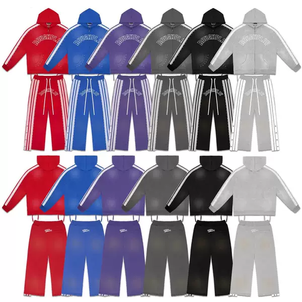 ROUGHPLAY sporty style hooded sweatshirt set for men and women, autumn long-sleeve color-blocking casual sports suit