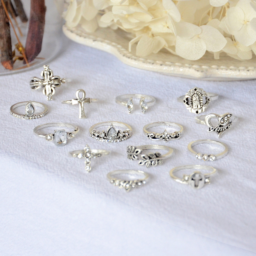 Vintage Herzförmiger Diamant Kronen Ring Set Für Damen Designer_voghion.com