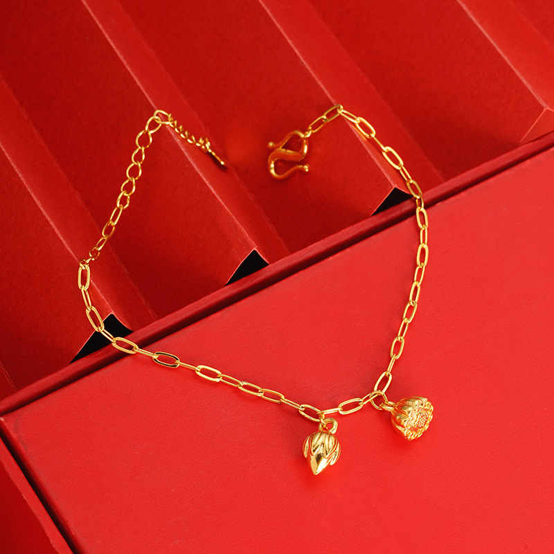 Oro Lotus pulsera de loto estilo chino joyería auspiciosa aleación de cobre pulsera elegante de las mujeres Venta caliente suministro directo de fábrica