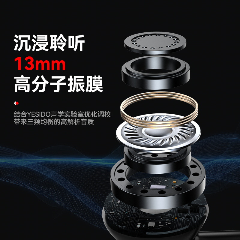 Yesido Bluetooth pantalla digital auricular ultra-larga resistencia inalámbrica semi-en-oído de alta potencia de alta color auriculares Bluetooth