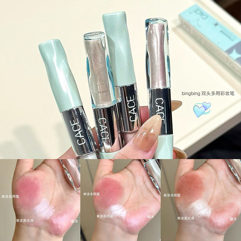 CACE Xinyuanqi doble cabeza pluma de maquillaje de agua de baja saturación de color labial rojo de alta luz pluma de maquillaje multipropósito