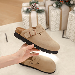 博肯鞋厚底真皮牛皮牛反絨舒適好穿百搭防水台矮個子鞋防滑大頭鞋