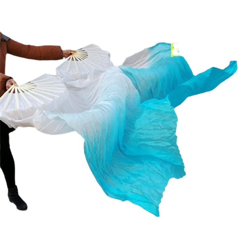 Танцевальный веер Кои Копия Длинный Шелковый веер Градиент Красный Танец Вентилятор Площадь Янко Взрослый танец живота Представление Длинный веер