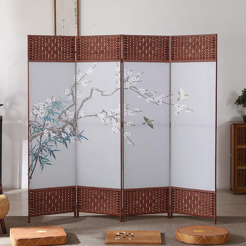 中国風のシンプルなスクリーンパーティション壁屏風リビングルーム寝室ブロッキングシンプルモダンな折りたたみモバイル布バリアホーム