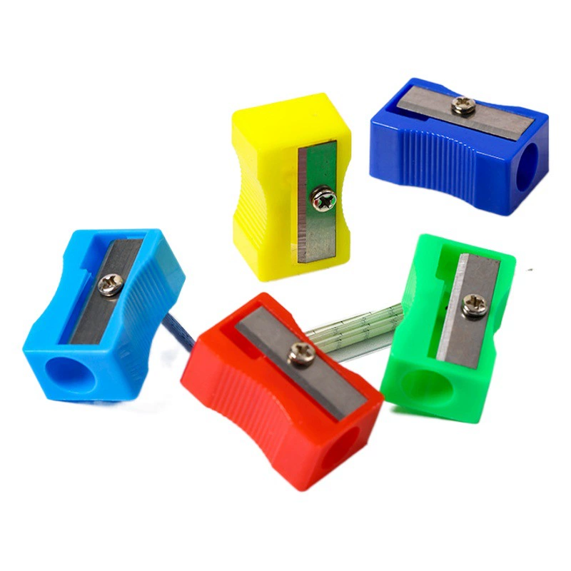 Мини-цвет одно отверстие прямоугольная Пластиковая точилка для карандашей ученик точилка ручная точилка для карандашей канцелярские товары оптом