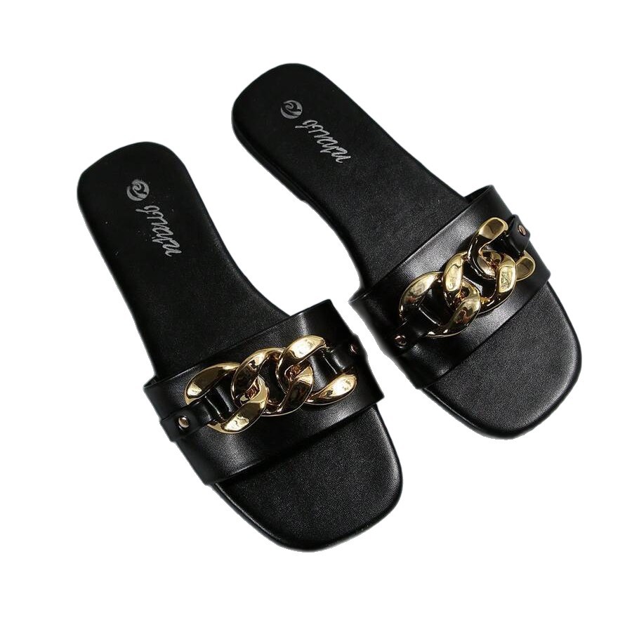 Zapatillas Planas de Punta Cuadrada para Mujer de Cuero Sintético, Resistente al Desgaste, para Uso Diario