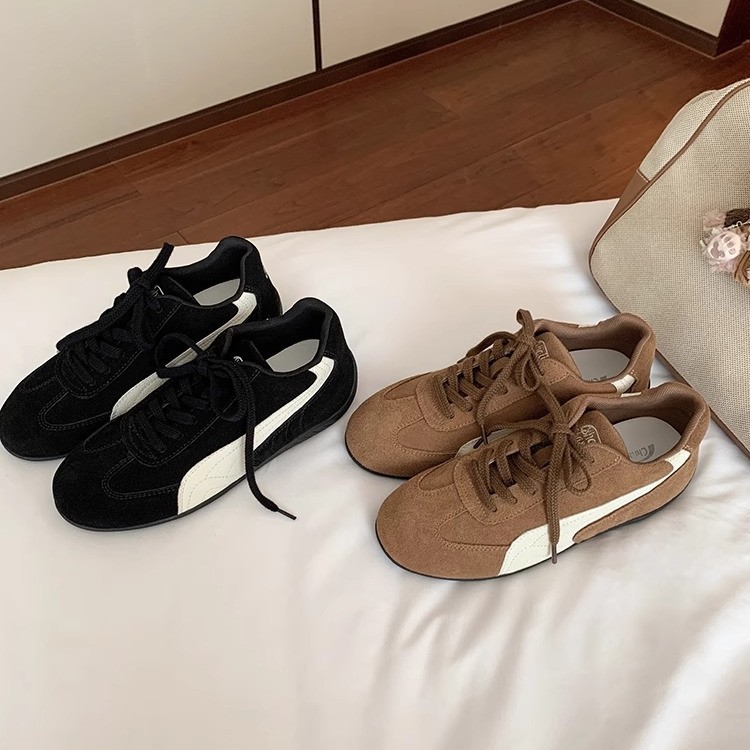 [Su Yinjia] blogger coreano ~ retro cordones de cuero zapatos casuales de baja altura zapatos de entrenamiento de mujeres zapatos de carreras Gump