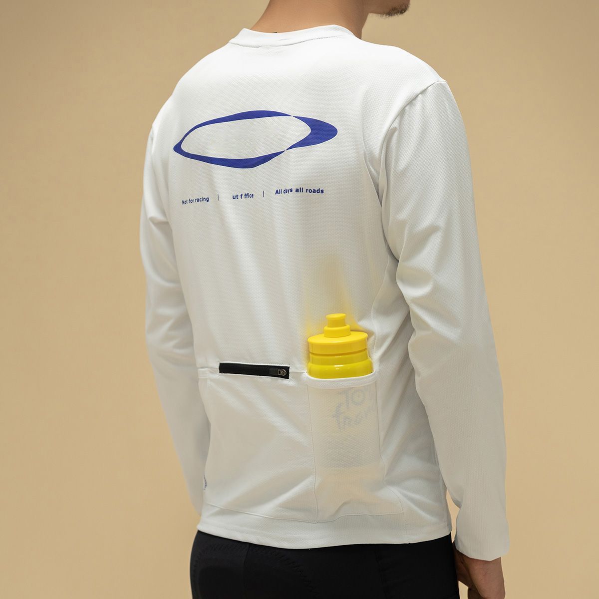 Printed Pocket Long-Sleeve Cycling T-Shirt Sun Protection Cycling Wear for Commuting
