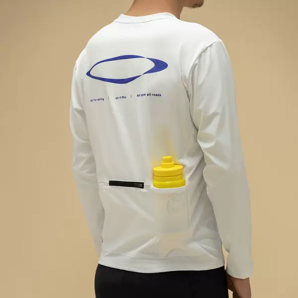 Printed Pocket Long-Sleeve Cycling T-Shirt Sun Protection Cycling Wear for Commuting