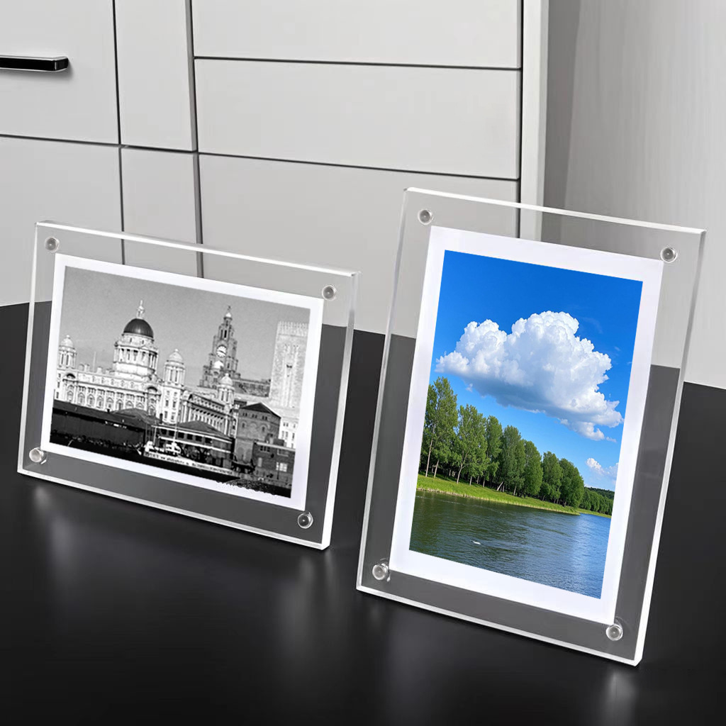 Marco de fotos acrílico de doble cara transparente de absorción magnética foto marco de soporte marco de foto marco de certificado marco de foto marco vacío marco de fotos