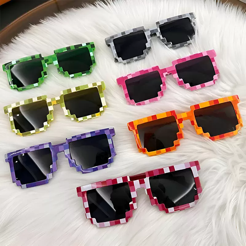 新款彩色马赛克眼镜 二次元太阳镜 我的世界个性像素墨镜厂家直销