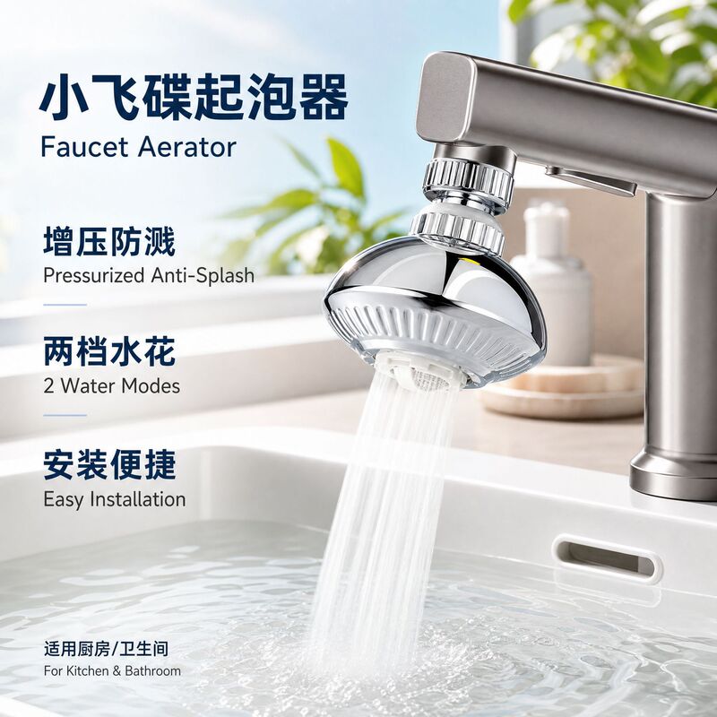 2026 New Model Small Ufo Faucet Splash-Proof Aerator Kitchen Pressure-Boosting Water-Saving Universal Rotator with Dense Water Flow
