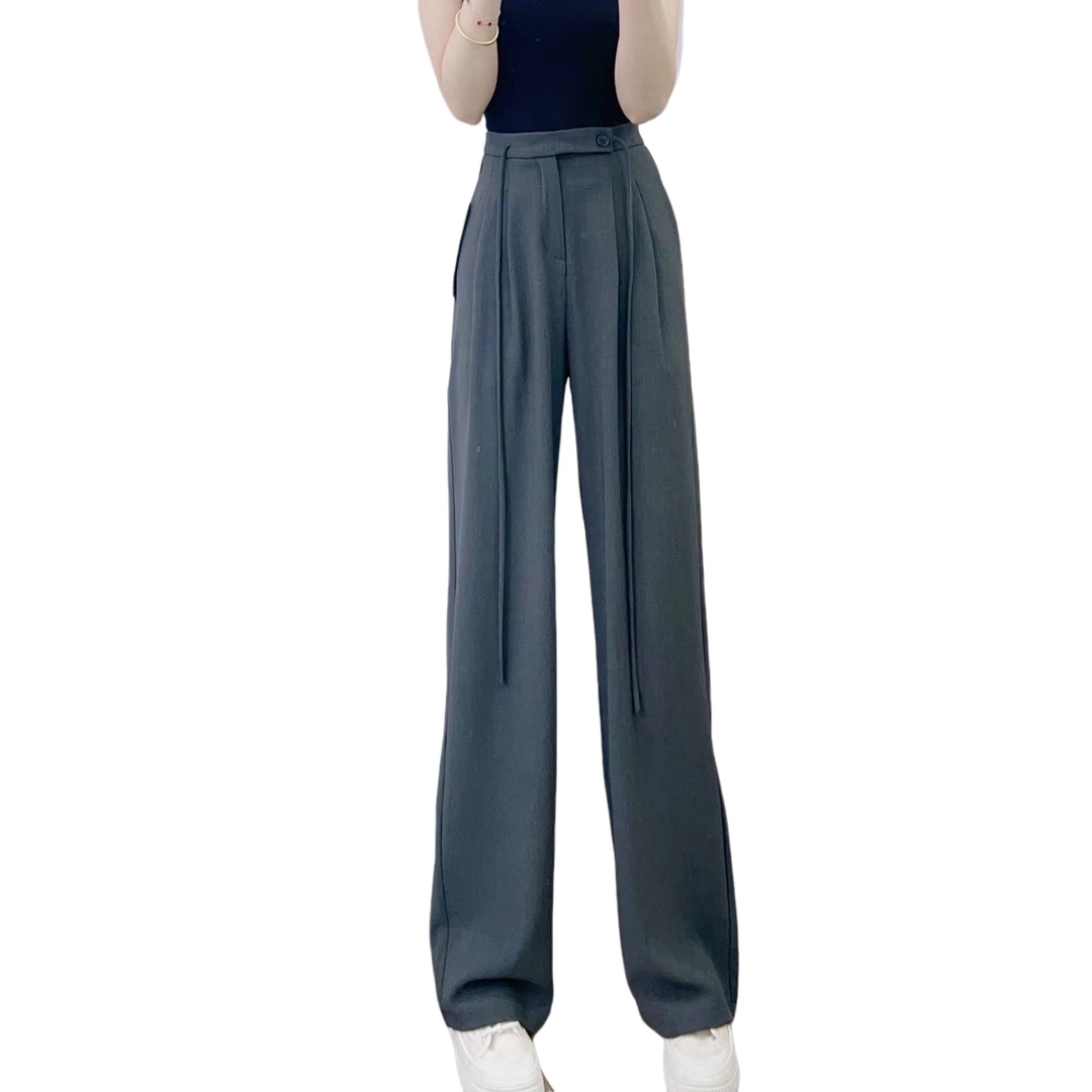 2025年专柜撤柜春秋气质通勤高腰百搭显瘦纯色阔腿裤]017/H3