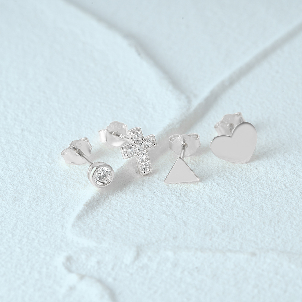 3g Weight Ear Studs Classification 1 Set Quantity Daily Occasion 925 Sterling Silver Material Star, Butterfly Pattern Women's Gender Plating Design Simple Style Style 1 Set 925 Sterling Silver Star Butterfly Ear Studs 65