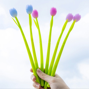 Creative light discoloration Tulip silicone gel pen small fresh cute student exam writing sign pen direct sales