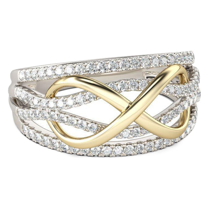 Wewan Cross-Border Accessories European and American Fashion Women's Gold-Plated Ring Wish Amazon Best-Selling Color-Separated Wedding Ring