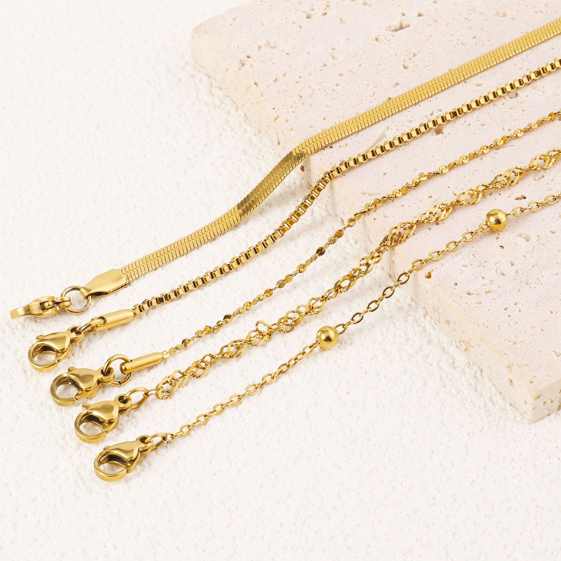 10g Weight PVD Coated Gold Plating Process Real Gold Plated Plating Material Bracelets, Chain Bracelet Classification 304 Stainless Steel Chain Material Twisted Rope Chain, snake chain Chain Type 1 Piece Quantity Daily Occasion 304 Stainless Steel Material Solid Color Pattern All Seasons Season Women's Gender Plating Design Simple Style Style Simple Style Solid Color 304 Stainless Steel 18K Gold Plated Twisted Rope Chain Snake Chain Bracelets Chain Bracelet In Bulk 4