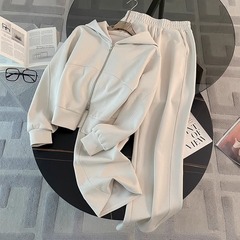 运动套装女早秋季时尚休闲洋气连帽卫衣阔腿裤高级感减龄两件套潮