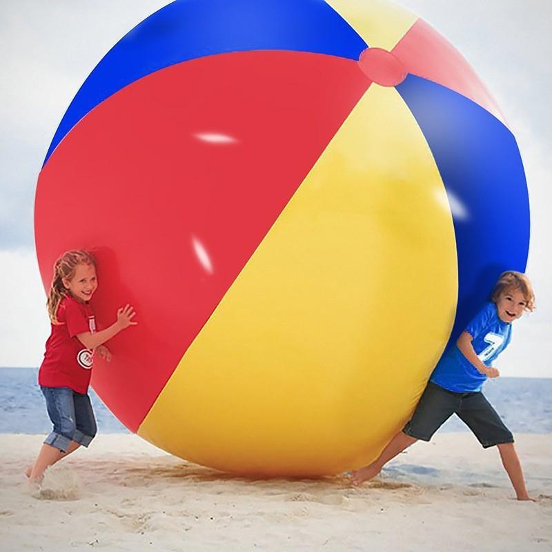 Punto de fábrica transfronterizo bola de playa inflable gran equipo de fútbol elástico al aire libre juego entre padres e hijos bola de color tricolor de PVC